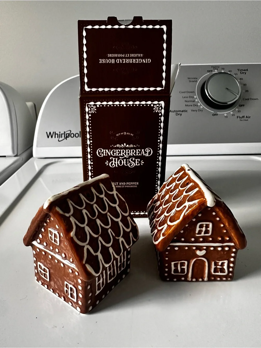 Pottery Barn Gingerbread House Decorative Salt & Pepper Shakers - Brown